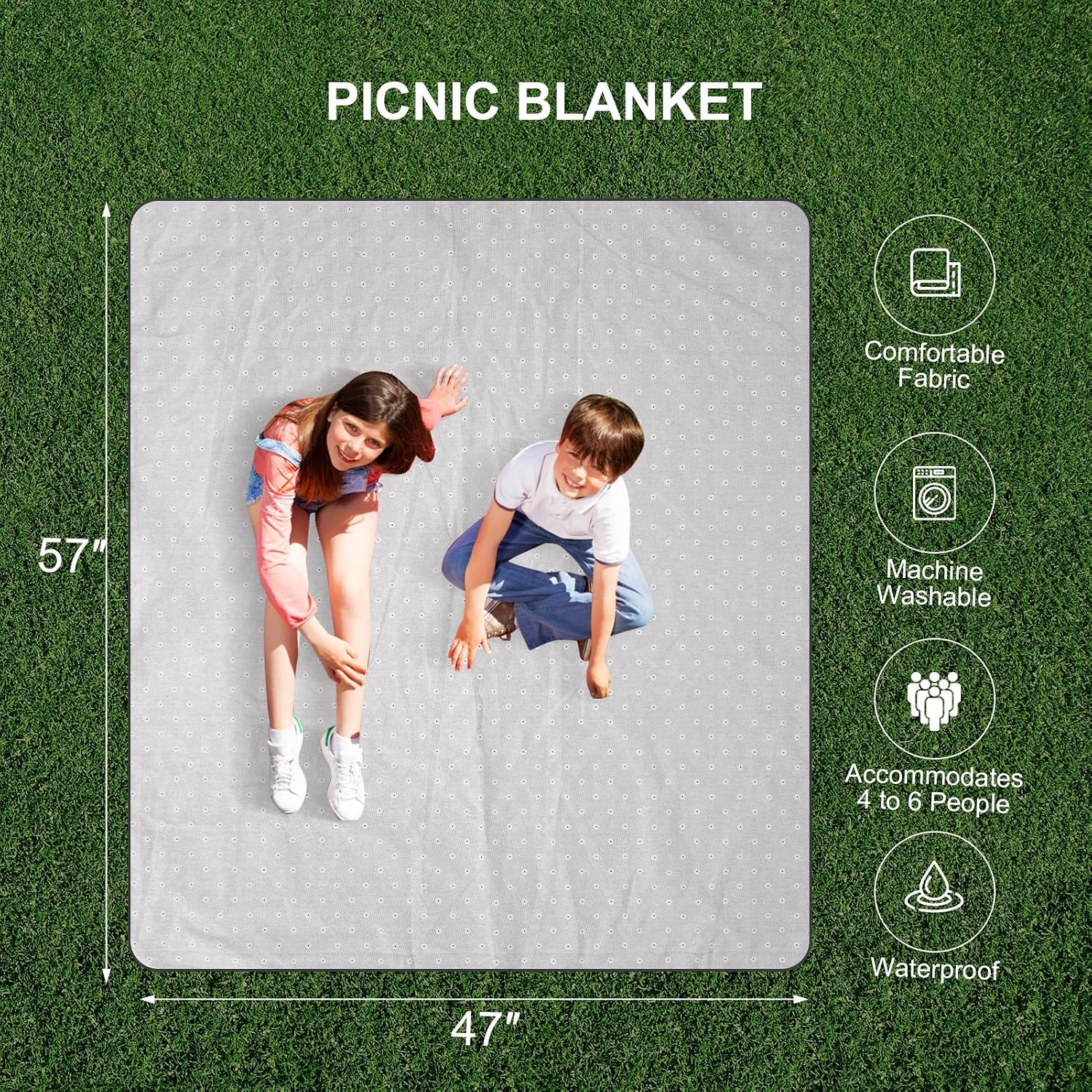 Picnic Basket Set for 2 - Wicker Insulated Picnic Basket | Picnic Baskets Kit for Camping with Waterproof Blanket,Folding Wine Picnic Table & Cutlery Kits (White Flower) - Image 4
