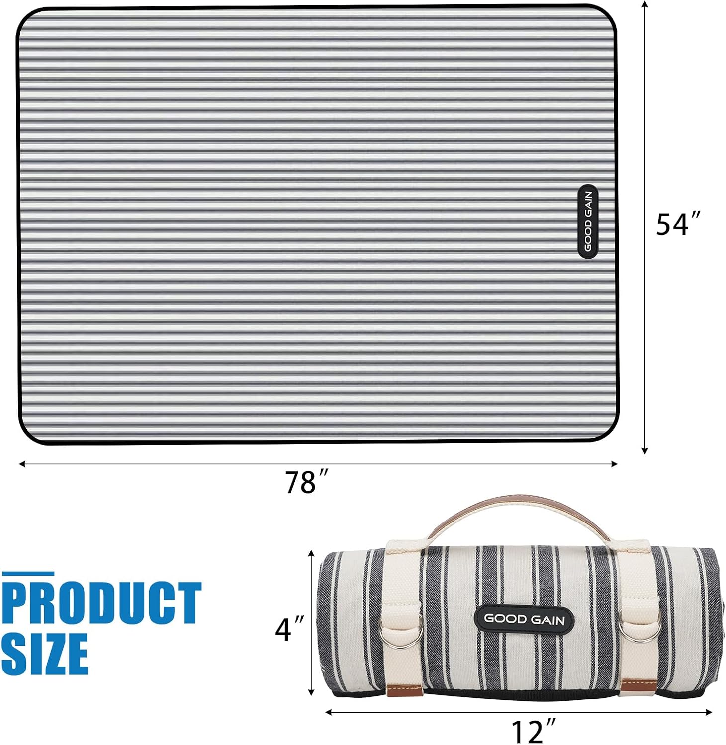G GOOD GAIN Waterproof Picnic Blankets Outdoor Machine Washable, Berry Blue | Portable Camping Blanket, Sandproof, with Carry Strap, 78x57 inch Large Beach Mat, for Park, Grass, Hiking, Concerts, Indoor - Image 5
