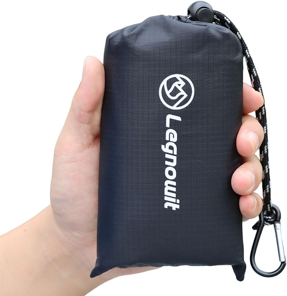 Pocket Blanket, Compact Blanket for Picnic, Beach, Festival | Sandproof, Waterproof, Stakes & Carabiner Included, Packable Lightweight Tarp for Camping, Hiking, Backpacking, Travel